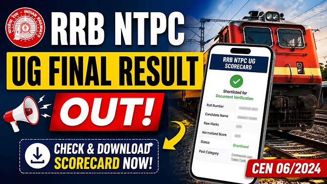 RRB NTPC UG Final Result 2026 Released: Check Merit List, Cut-Off Marks and Download Scorecard Online